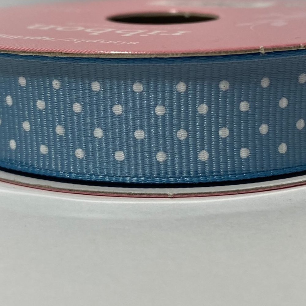 8 Rolls Blue White Polka Dot Ribbon